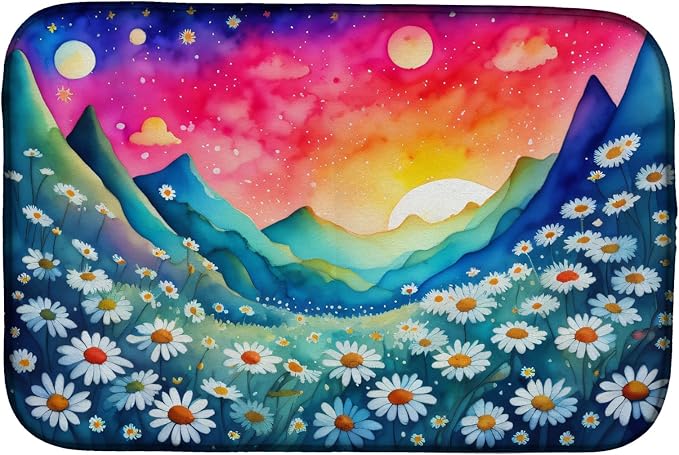 Caroline's Treasures DAC1427DDM Daisies in Color Dish Drying Mat Absorbent Dish Drying Mat Pad for Kitchen Counter Dish Drainer Mat for Countertop 14 x 21 Multicolor