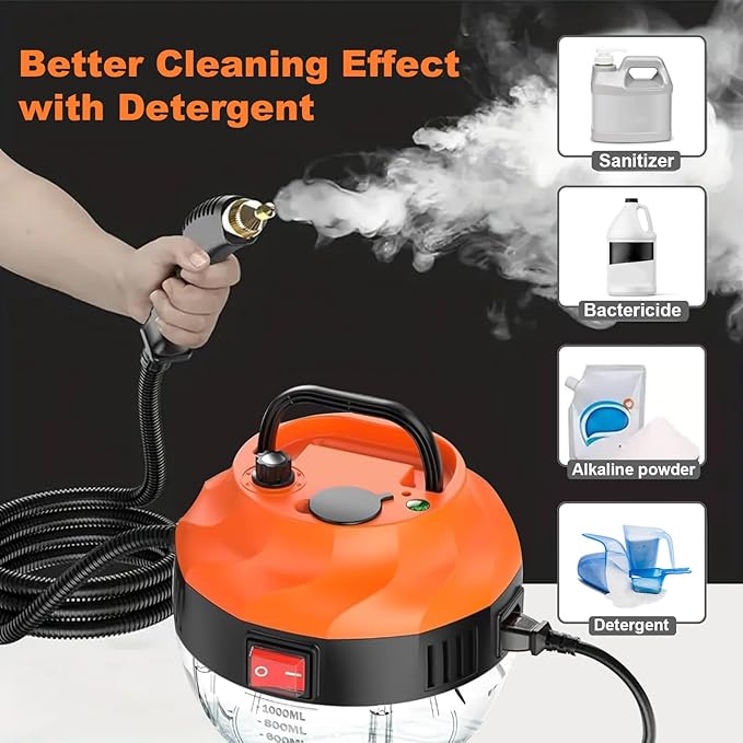 Steam Cleaner Pressurized Handheld Steam Cleaner for Home Multipurpose Steamer for Cleaning Floor/Car/Bathroom/Shower/Upholstery/Grout/Window/Grease 10s Heat Up Steam Adjustable