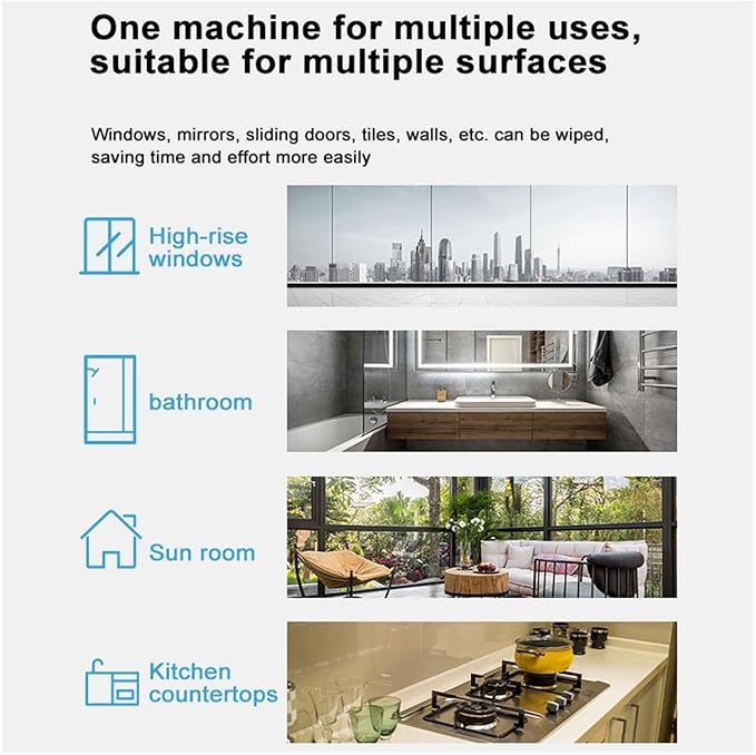 Smart Glass Cleaning Robotic Smart Water Spray Window Cleaner Robot Frame Recognition High Suction Anti-Drop Glass Window Cleaner for Windows Tiles Bathrooms(