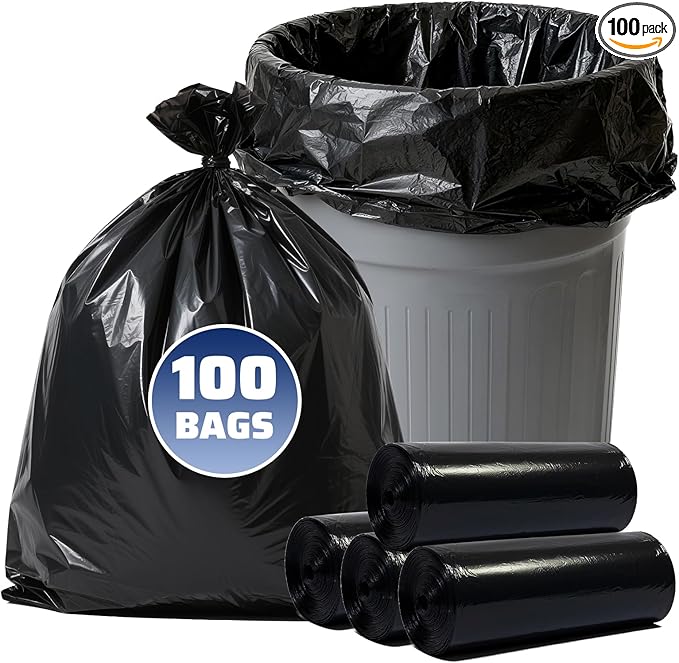 40-45 Gallon Trash Bags 100 Count 21 Micron HDPE Durable &amp Tear-Resistant Trash Can Liners Suitable for 40-45 Gallon Trash Can Garbage Bags for Packing Leaves Kitchen Waste &amp Household Wa