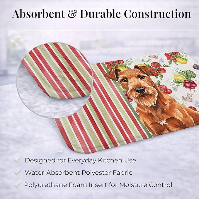 Caroline's Treasures Irish Terrier Vegetables Dish Drying Mat Absorbent Dish Drying Mat Pad for Kitchen Counter Dish Drainer Mat for Countertop 14 x 21 Multicolor