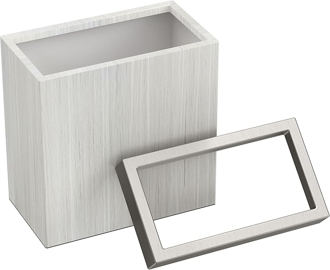 Gatco Small Bathroom Trash Can with Lid Rectangle 3 Gallon Wastebasket Under Sink White Oak with Satin Nickel for Bathroom Bedroom Office (1943SN)