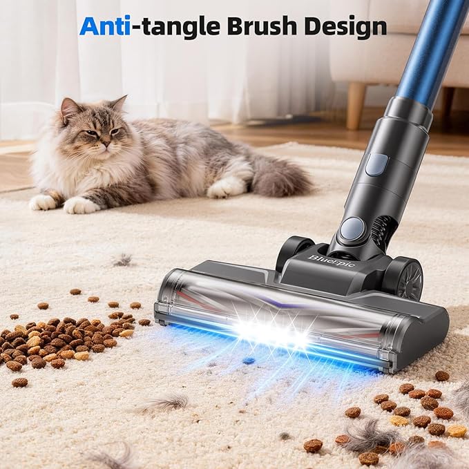 BlueEpic Cordless Vacuum Cleaner for Home 40KPA/300W Stick Vacuums with Charging Wall Dock Anti-Tangle 6 in 1 Lightweight Handheld Vacuum for Pet Hair Hard Floor Carpet