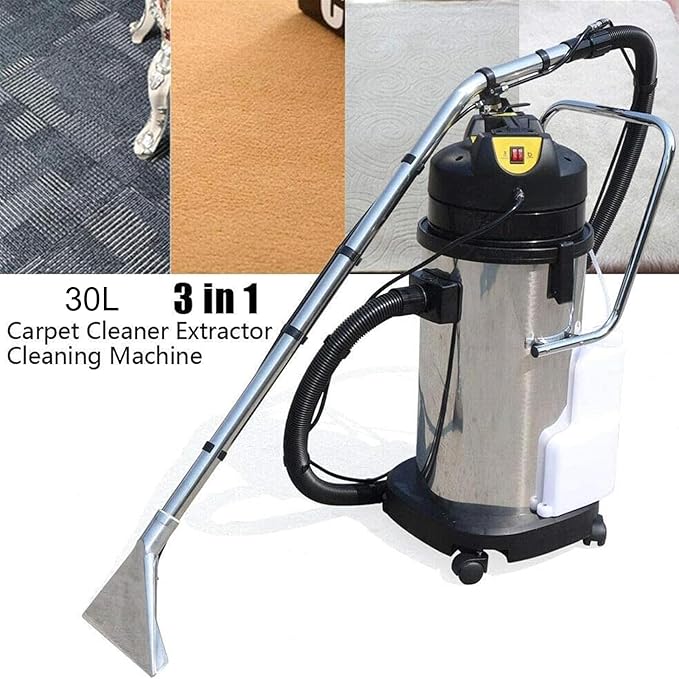 Commercial Carpet Cleaner Machine 3-In-1 Portable Wet Dry Vacuum Floor Cleaner 1034w Stainless Steel Body 30L Heavy Duty Dust Extractor Sofa Curtains Carpet Cleaning for Carpet and Hard Floor
