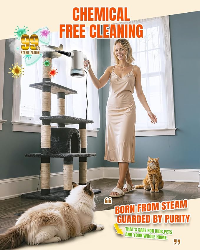 Handheld Steam Cleaner 15s Fast Heating Adjustable Steam 650mL Large Water Tank Pressurized Portable Steamer for Cleaning Home Kitchen Car Bathroom Tile Furniture Multi-Surface