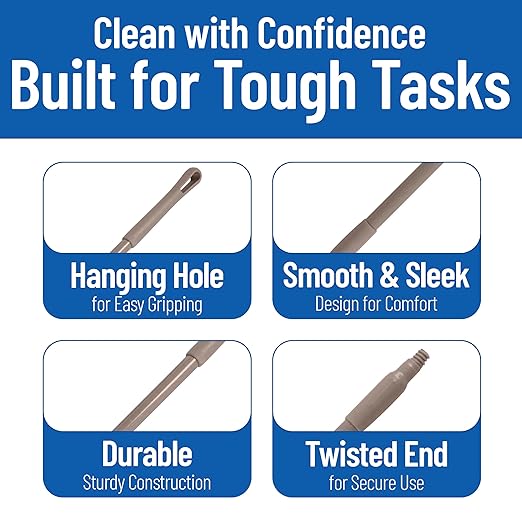 SPARTA 41225EC01 Fiberglass Broom Handle Mop Handle Replacement Handle With Acme Threaded Tip For Commercial Cleaning 48 Inches Brown (Pack of 12)