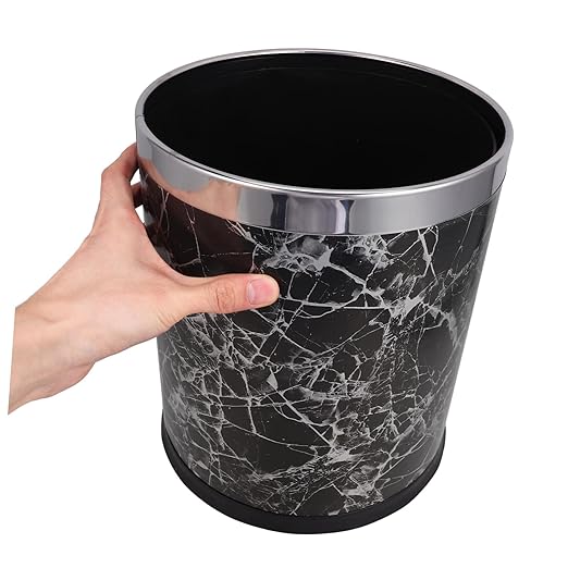 Marbling Wastebasket Round Garbage Can Wastepaper Basket Waste Bin for Home Office