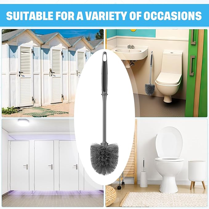 24 Pack Toilet Brush Bulk Commercial Heavy Duty Professional Toilet Bowl Cleaning Brush for Bathroom Restroom Maintenance Cleaning Supplies (14 InchGrey)