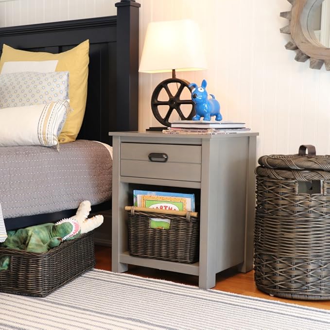 The Basket Lady Deep Pole Handle Wicker Storage Basket Large 15 in L x 15.5 in W x 9.5 in H Antique Walnut Brown