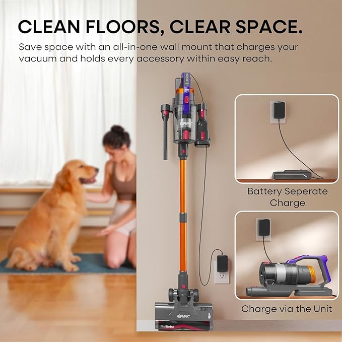 KIPMAX Cordless Vacuum Cleaner 50KPa 550W Stick Vacuum for Home 70Mins Anti-Tangled Vacuum Cleaner for Pet Hair/Carpet/Floor Self-Standing Vacuum with Rechargeable Battery LED Display&ampAromathe