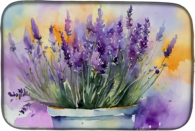 Caroline's Treasures DAC1584DDM Lavender in Watercolor Dish Drying Mat Absorbent Dish Drying Mat Pad for Kitchen Counter Dish Drainer Mat for Countertop 14 x 21 Multicolor