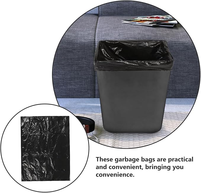 Black Garbage Bags 90x110cm Thick 2.5mil 25pcs Flat Trash Bags for Bedroom Kitchen Office Waste Bin Liners