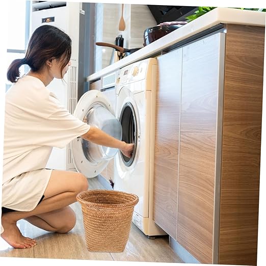 GLEAVI 1pc Straw Woven Wastebasket Seagrass Rubbish Container for and Rustproof Stylish Decorative Storage