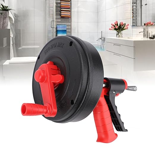 High Hardness Spring Flexible Design Two Operating Modes Versatile Use 50-75MM Pipelines Drain Snake Manual Drill Powered Clog Remover for Toilet Kitchen (5m Spring)