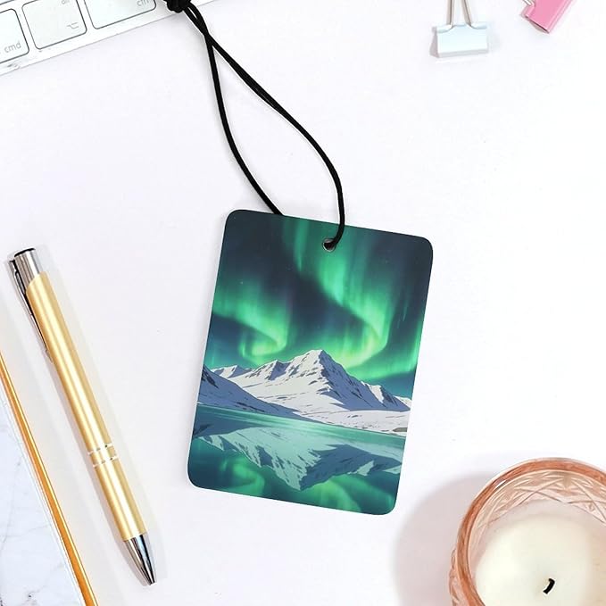 5PCS Car Air Freshener Hanging Personalized Double Sided Snow Lakes Car Fresheners Long Lasting New Cars Scents Cute Automotive Freshies for Closets Drawers (tea)