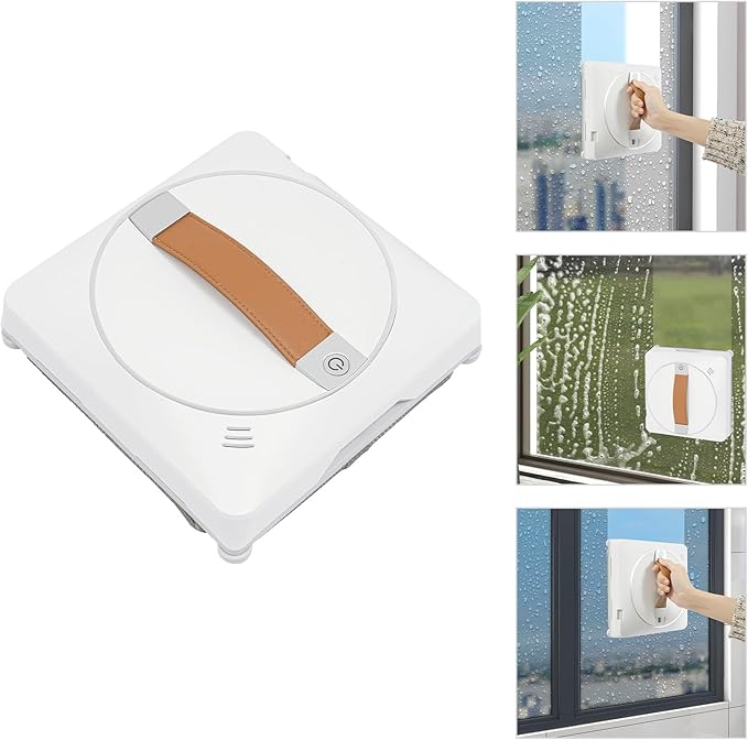Bathrena Smart Glass Cleaning Robot White Window Cleaner Robot with 2-Way Water Spray - Remote Control 2500Pa Suction3 Smart Cleaning Paths for High-Rise WindowsFlat GlassTilesMarbles.
