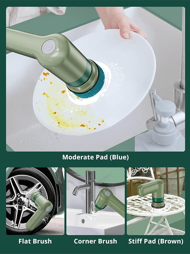 Tilswall M4L Electric Spin Scrubber Lightweight Handheld Cleaning Brush Cordless Bathroom Shower Scrubber with 4 Brush Heads for Kitchen/Dish/Sink/Rust/Tile Floor/Tub/Window/Grout/Stove/Wall