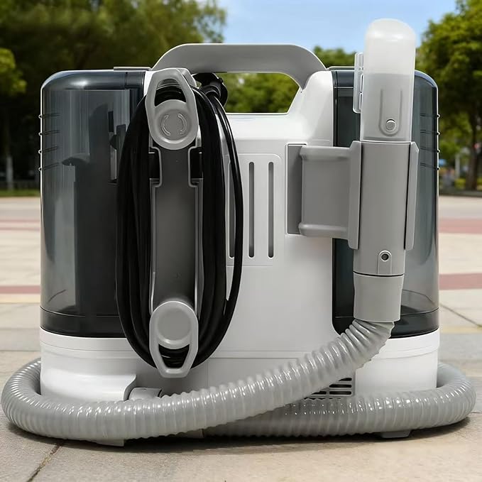 Portable Carpet &amp Upholstery Cleaner Furniture Sofa Stairs &amp Car Deep Cleaning with Dual Brush Heads &amp Cleaning Solution