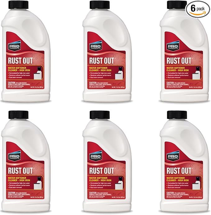 Pro Products RO24B Rust Out Water Softener Cleaner Powder for High Iron 1.375 lb Bottle 6 Pack
