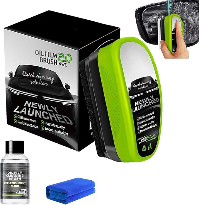 Clear Vision Glass Cleaner Windshield Cleaner 2025 Upgrade 2.0 Glass Cleaner Reusable Rain and Fog Cleaning Glass Brush (1 Green)