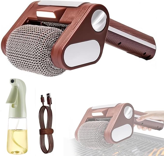 Cordless Recharable BBQ Tool Electric Grill Cleaner tle Free with 350 RPM Stainless Roller 304 Steel Power No tles Preheating (1)