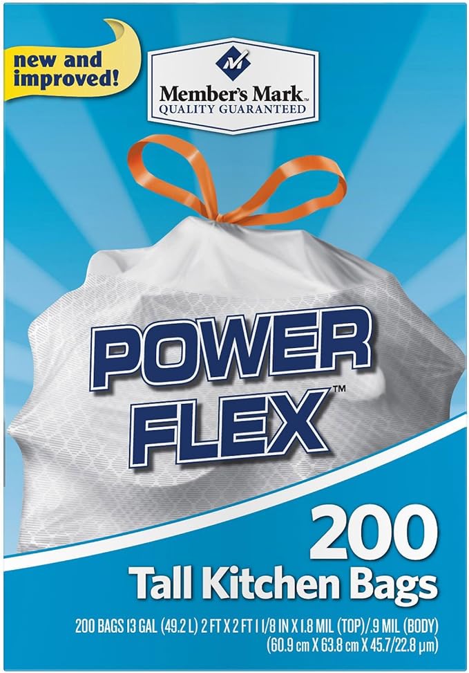 Member's Mark Power Flex Tall Kitchen Simple Fit Drawstring Bags (Original)