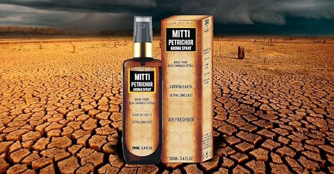 Essential Oil Room Spray Perfume For 24 Hours Freshness &amp Fragrance at Home/Spreading Positive Energy Best Air Freshener / 100ml (Mitti/Rain on Earth)