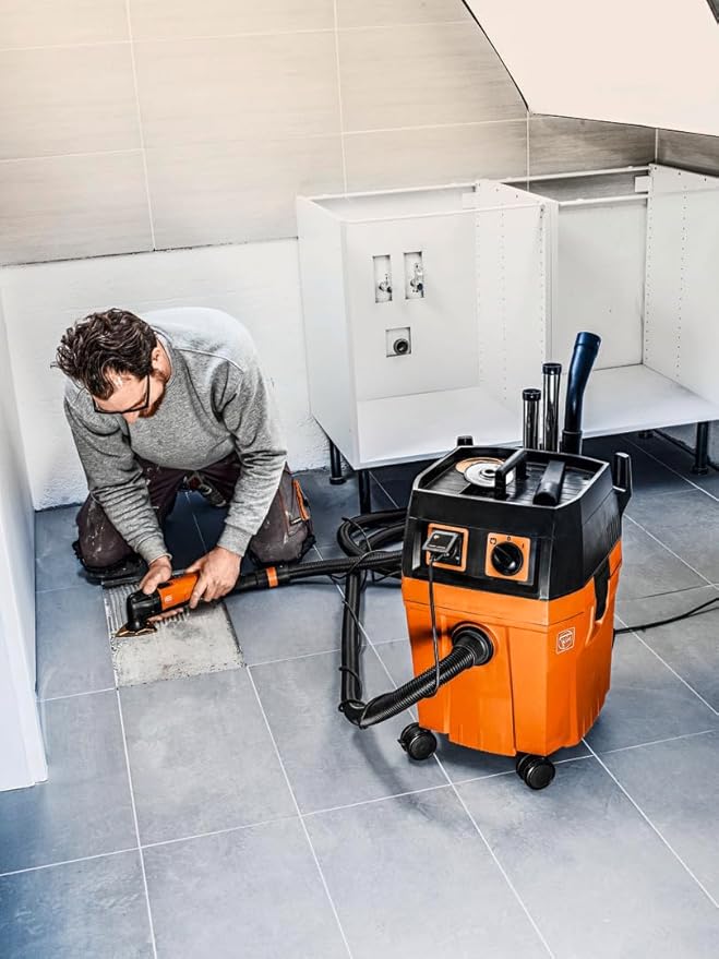 FEIN Dustex 35 L High Power Wet and Dry Vacuum Cleaner with Power Tool Connection for Workshop and Construction Use with Cable with 7.5 m Connector