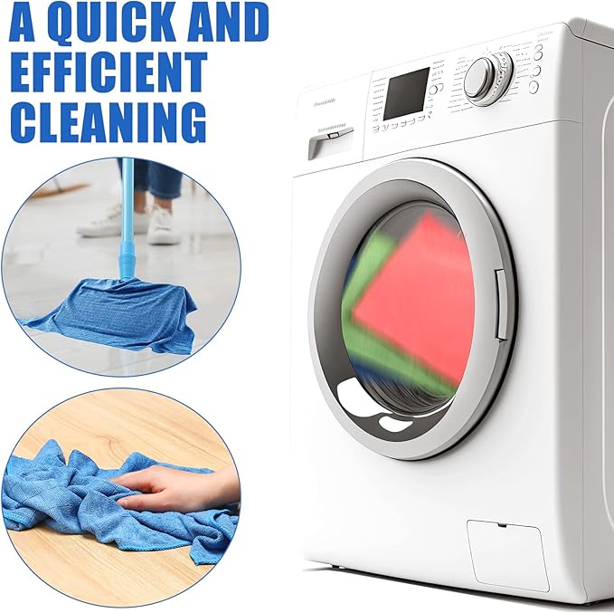 Nuanchu 20 Pieces Extra Large Microfiber Cleaning Cloth Rags Towels Bulk 20 x 28 Inch Washable Microfiber Reusable Car Drying Towel for Home Cleaning Car Wash Pet Drying Red Green Blue
