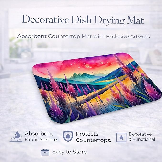 Caroline's Treasures DAC1443DDM Liatris in Color Dish Drying Mat Absorbent Dish Drying Mat Pad for Kitchen Counter Dish Drainer Mat for Countertop 14 x 21 Multicolor