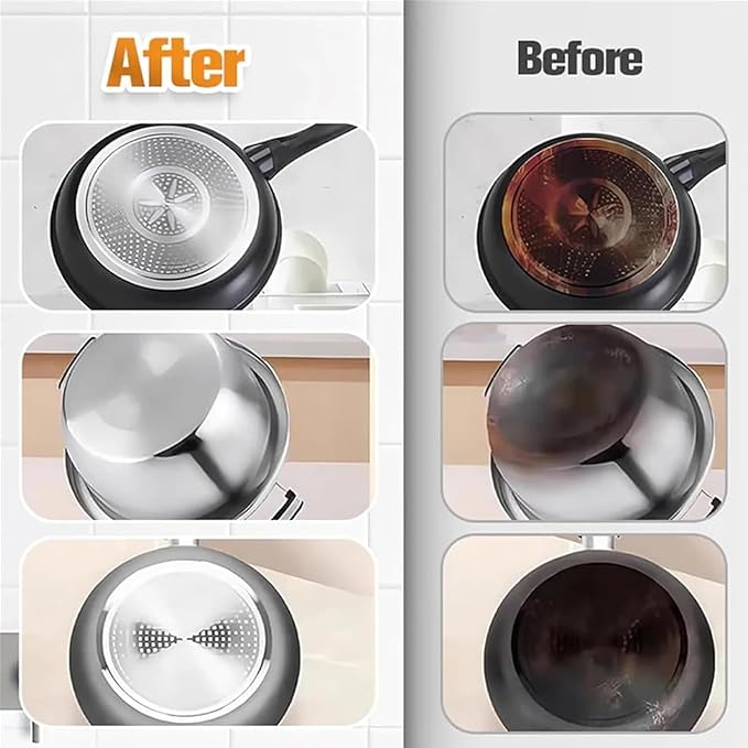 Powerful Burnt Residue Remover Paste for Cookware Stainless Steel Scratch Remover Black Cleaning Film for Pot Bottom Pan Cleaner for All Cookware Material Surface-Friendly and Scratch-Free (3pcs)