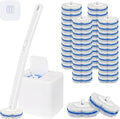Disposable Toilet Brush with 48 RefillsToilet Bowl CleanerToilet Cleaning SuppliesToilet Bowl BrushToilet Cleaner BrushToilet Brush with Holder for Cleaning and Hygienic (New White)