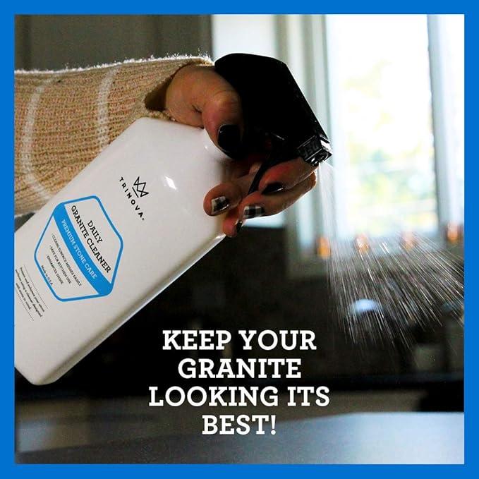 TriNova Granite Cleaner &amp Polish Gallon Refill for Daily Use - Made in USA Enhances Shine Streak-less - for Counter-tops Marble Stone Bathroom Tile Kitchen &amp Islands - 128 fl oz