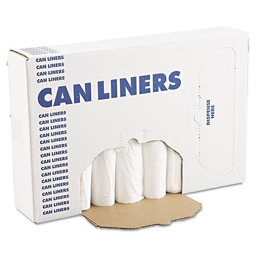 Boardwalk H4832LWKR01 24 in. x 32 in. 16 gal. 0.4 mil. Low-Density Waste Can Liners - White (25 Bags/Roll 20 Rolls/Carton)