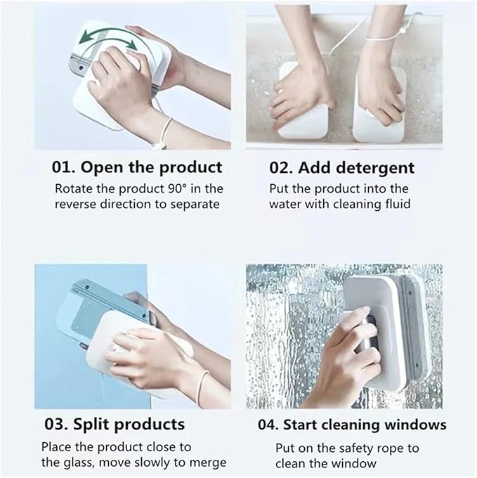 Double-Sided Magnetic Window Cleaner - Glass Scraper Household Cleaning Tool(Glass 8-15mm)