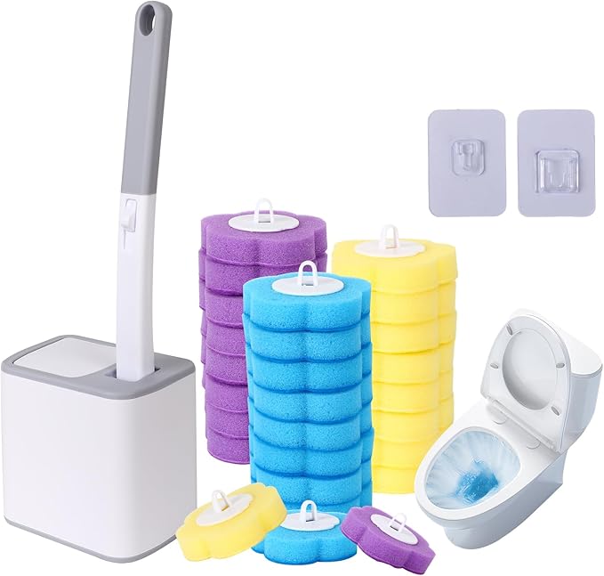 Disposable Toilet Brush Toilet Bowl Cleaning SystemPowerful Cleaning Disposable Toilet Cleanerwith 24 Toilet Wand Refills for Toilet Bowl CleanersBathroom Cleaning
