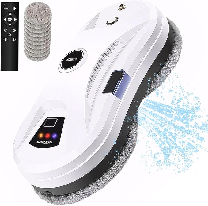 Automatic Window Cleaning Robot with Water Spray - Electric Smart Robot Glass Cleaner 5600Pa Suction - Remote Control Window Washer Robot - Long-Lasting High-Altitude Cleaning Machine