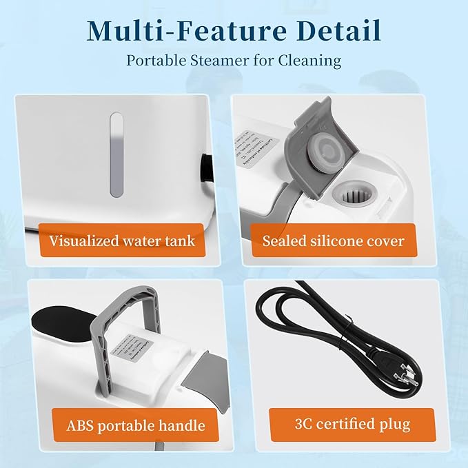 Steam Cleaner15s Heat-Up1.8L TankPortable Handheld Steamers for Cleaning with 10PCS AccessoriesSteam Cleaner for HomeCarDirtGreaseGroutTileCouchgroutwindowsbathroomskitchens