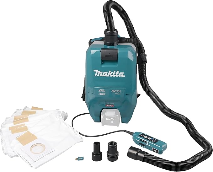 Makita VC009GZ01 Backpack Vacuum Cleaner 40 V max. with AWS (without Battery Without Charger) Petrol/Black