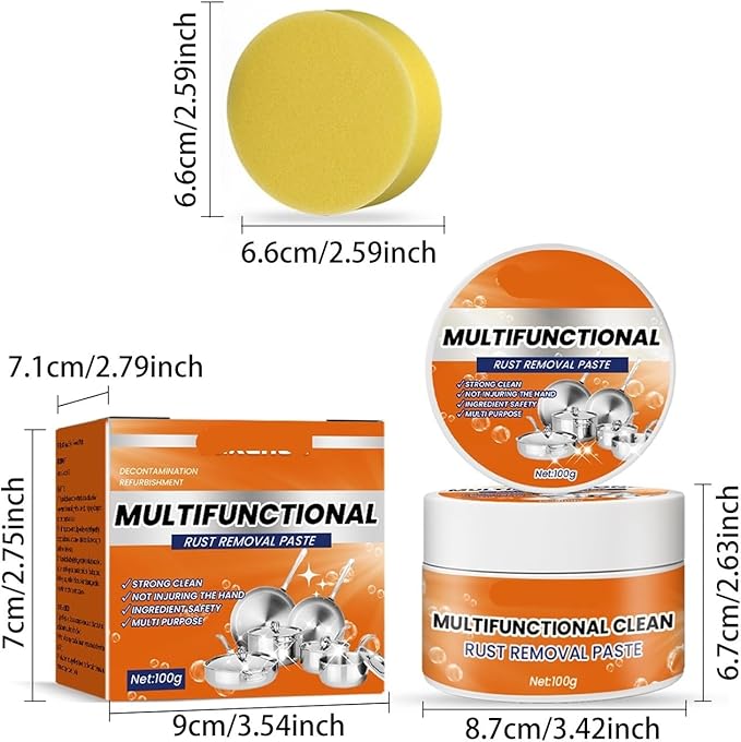 Stainless Steel Cleaning Paste - Heavy Duty Cleaner For Kitchenware Stove Wall Removes Stubborn Stains Black Scorch Marks &amp Rust(2PCS)