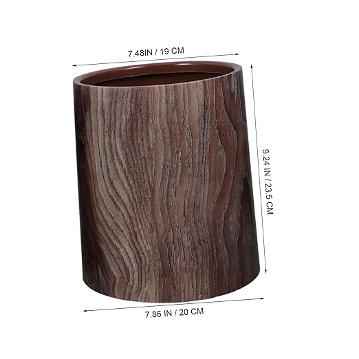 Imitation Wood Grain Garbage Can Capacity Wastebasket for Home Office Kitchen and Bathroom Elegant Design Easy to Clean Smooth Interior Versatile Trash