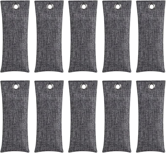 10PCS Activated Bamboo Charcoal Air Purifying Bag Air Freshener Bag Moisture Absorber for Refrigerator Home Car Gray