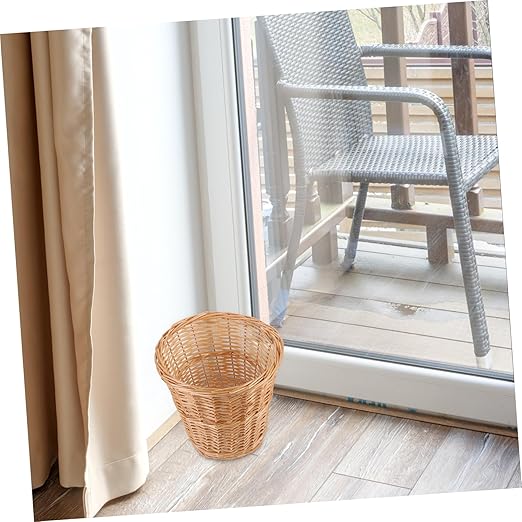 Woven Rattan Wastebasket Decorative Trash Can for Home Office Multipurpose Wicker Basket for Storage and Waste Vintage Style Waste Bin