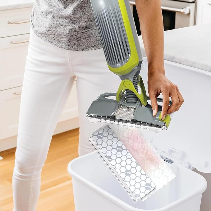 SHARK VM200 VACMOP Cordless Multi Surface Hard Floor Tile Wood Lightweight Floor Cleaner Vacuum Mop with (2) Disposable Pad (1) Cleaning Solution Included Light Gray/Green (Renewed)