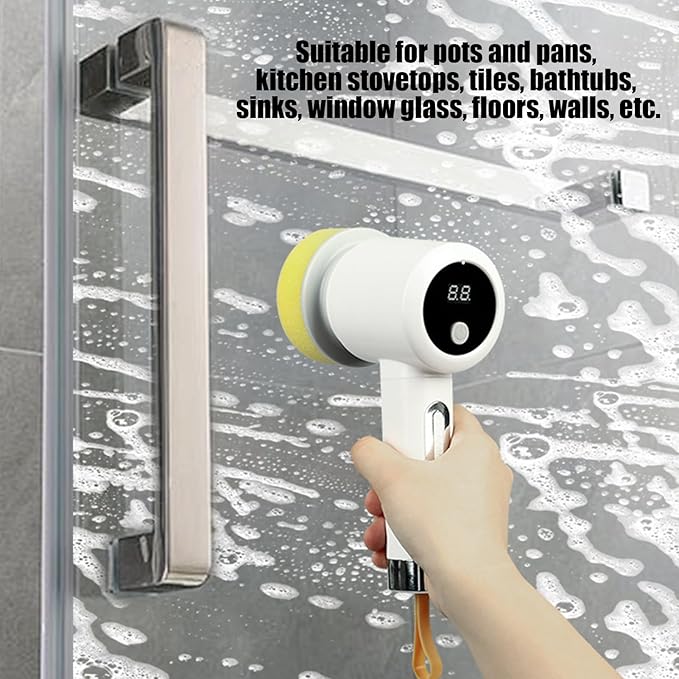 Electric Scrubber for Cleaning3-Level Electric Adjustable Household Tool with 5 Brush Heads - Shower Scrub Brush | for Bathtub Tile Grout Floor Toilet Kitchen Wall Home Household Apartment Car Basebo