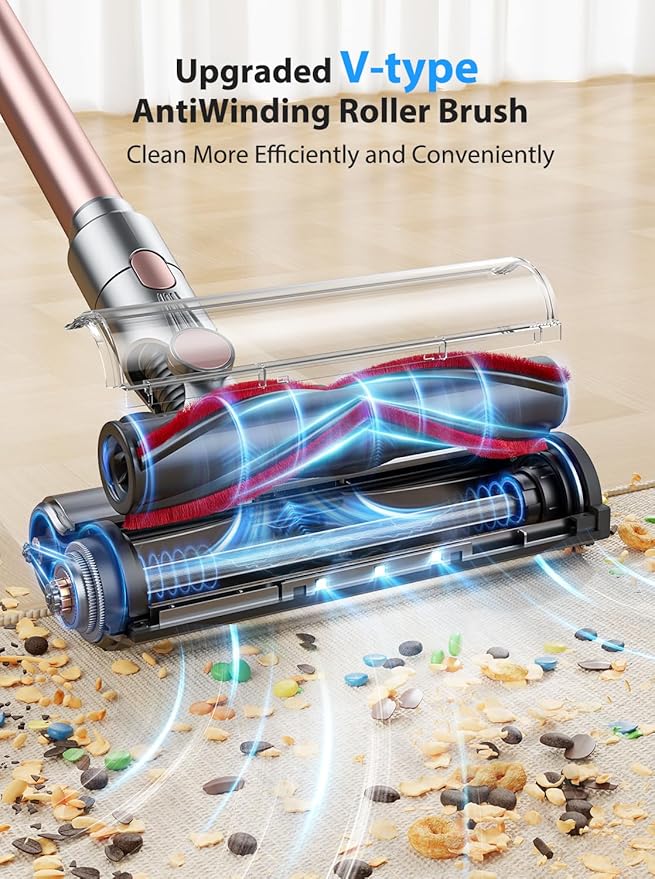 Vacuum Cleaners 45KPa Powerful Suction Cordless Vacuum Cleaner with LED Touch Display 60mins Runtime Lightweight Stick VacuumsHandheld Vacuums for Home Pet Hair