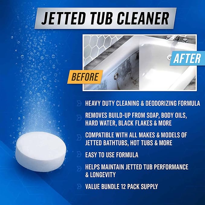 ACTIVE Jetted Tub Cleaner Tablets and Appliance Cleaning Wipes - Includes 12pk Jet Bathtub Cleaning Tablets and 24pk Appliance Surface Wipes