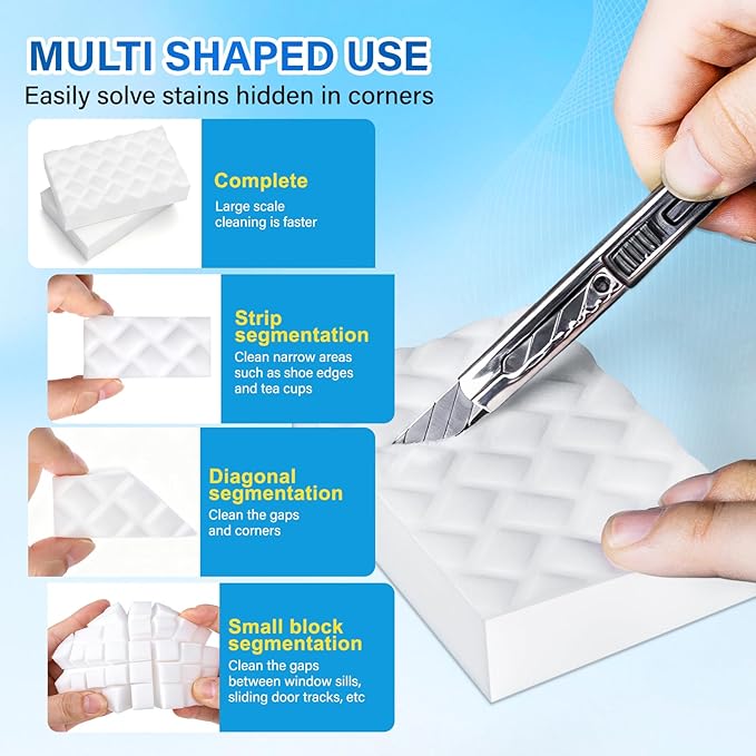 Magic Sponges Cleaning Eraser 200 Pack 2X Density Stronger Melamine Sponge Foam Pads Multi-Functional Household Cleaner Dish Sponge Cleaning Supplies for Kitchen Bathroom Floor SinkWall Cleaner