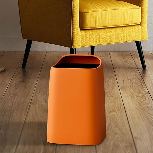 MagiDeal Waste Basket Trash Can Household Modern 10L Dust Bin Open Top Garbage Bin for Bathroom Office Kitchen Laundry Bedroom Orange
