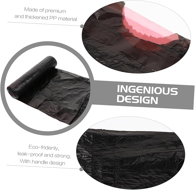 10 Packs Disposable Drawstring Trash Bags Black Plastic Waste Containers Leak- Thick PP Material Convenient Handle Design for Kitchen and Home Use